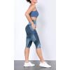 imageODODOS Womens High Waisted Yoga Capris with Pockets Tummy Control Non See Through Workout Athletic Running Capri LeggingsTie Dye Naval Blue