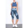 imageODODOS Womens High Waisted Yoga Capris with Pockets Tummy Control Non See Through Workout Athletic Running Capri LeggingsTie Dye Naval Blue