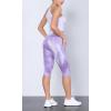 imageODODOS Womens High Waisted Yoga Capris with Pockets Tummy Control Non See Through Workout Athletic Running Capri LeggingsTie Dye Purple