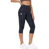 imageODODOS Womens High Waisted Yoga Capris with Pockets Tummy Control Non See Through Workout Athletic Running Capri LeggingsWave Line Charcoal