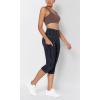 imageODODOS Womens High Waisted Yoga Capris with Pockets Tummy Control Non See Through Workout Athletic Running Capri LeggingsWave Line Charcoal