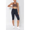 imageODODOS Womens High Waisted Yoga Capris with Pockets Tummy Control Non See Through Workout Athletic Running Capri LeggingsWave Line Charcoal