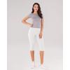 imageODODOS Womens High Waisted Yoga Capris with Pockets Tummy Control Non See Through Workout Athletic Running Capri LeggingsWhite