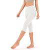 imageODODOS Womens High Waisted Yoga Capris with Pockets Tummy Control Non See Through Workout Athletic Running Capri LeggingsWhite