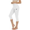 imageODODOS Womens High Waisted Yoga Capris with Pockets Tummy Control Non See Through Workout Athletic Running Capri LeggingsWhite