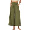 imageODODOS Womens Wide Leg Palazzo Lounge Cropped Pants with Pockets Light Weight Comfy Pajama Capri Pants2022quot 24quot InseamArmy