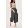 imageODODOS Womens Wide Leg Palazzo Lounge Cropped Pants with Pockets Light Weight Comfy Pajama Capri Pants2022quot 24quot InseamCharcoal Heather