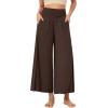 imageODODOS Womens Wide Leg Palazzo Lounge Cropped Pants with Pockets Light Weight Comfy Pajama Capri Pants2022quot 24quot InseamChocolate