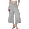 imageODODOS Womens Wide Leg Palazzo Lounge Cropped Pants with Pockets Light Weight Comfy Pajama Capri Pants2022quot 24quot InseamGray Heather