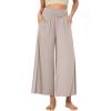 imageODODOS Womens Wide Leg Palazzo Lounge Cropped Pants with Pockets Light Weight Comfy Pajama Capri Pants2022quot 24quot InseamLight Beige