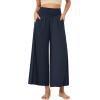 imageODODOS Womens Wide Leg Palazzo Lounge Cropped Pants with Pockets Light Weight Comfy Pajama Capri Pants2022quot 24quot InseamMidnight