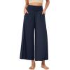 imageODODOS Womens Wide Leg Palazzo Lounge Cropped Pants with Pockets Light Weight Comfy Pajama Capri Pants2022quot 24quot InseamNavy