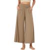 imageODODOS Womens Wide Leg Palazzo Lounge Cropped Pants with Pockets Light Weight Comfy Pajama Capri Pants2022quot 24quot InseamPeanut