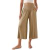 imageODODOS Womens Wide Leg Palazzo Lounge Cropped Pants with Pockets Light Weight Comfy Pajama Capri Pants2022quot 24quot InseamPeanut