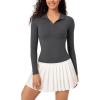 imageODODOS Cloud Feeling Long Sleeve Polo Shirts for Women Lightweight Buttery Soft Tennis Golf TopsCharcoal