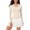 imageODODOS Cloud Feeling Long Sleeve Polo Shirts for Women Lightweight Buttery Soft Tennis Golf TopsOat Milk