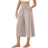 imageODODOS Womens Wide Leg Palazzo Lounge Cropped Pants with Pockets Light Weight Comfy Pajama Capri Pants2022quot 24quot InseamLight Beige
