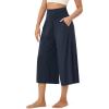 imageODODOS Womens Wide Leg Palazzo Lounge Cropped Pants with Pockets Light Weight Comfy Pajama Capri Pants2022quot 24quot InseamMidnight