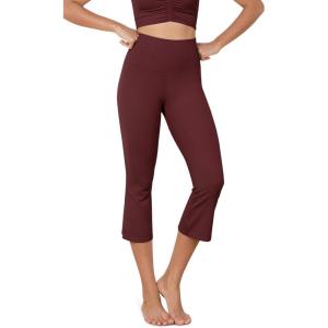 imageODODOS Cloud Feeling SplitHem Flared Pants for Women 21quot High Waisted Lounge Bootcut Cropped Yoga PantsBurgundy