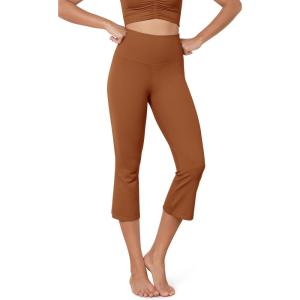 imageODODOS Cloud Feeling SplitHem Flared Pants for Women 21quot High Waisted Lounge Bootcut Cropped Yoga PantsCaramel