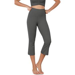 imageODODOS Cloud Feeling SplitHem Flared Pants for Women 21quot High Waisted Lounge Bootcut Cropped Yoga PantsCharcoal