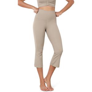 imageODODOS Cloud Feeling SplitHem Flared Pants for Women 21quot High Waisted Lounge Bootcut Cropped Yoga PantsShaker Beige