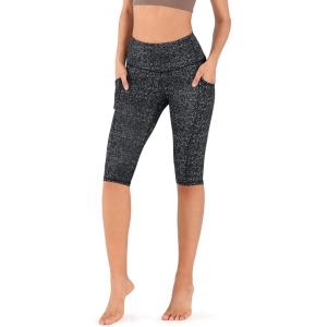 imageODODOS Womens High Waisted Yoga Capris with Pockets Tummy Control Non See Through Workout Athletic Running Capri LeggingsBlack Dot