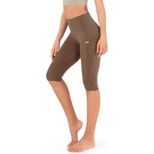imageODODOS Womens High Waisted Yoga Capris with Pockets Tummy Control Non See Through Workout Athletic Running Capri LeggingsBrunette