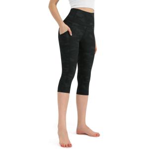imageODODOS Womens High Waisted Yoga Capris with Pockets Tummy Control Non See Through Workout Athletic Running Capri LeggingsCharcoal Camo