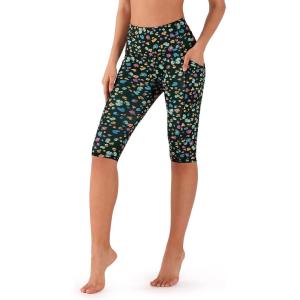 imageODODOS Womens High Waisted Yoga Capris with Pockets Tummy Control Non See Through Workout Athletic Running Capri LeggingsColorful Camo