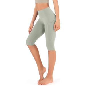imageODODOS Womens High Waisted Yoga Capris with Pockets Tummy Control Non See Through Workout Athletic Running Capri LeggingsLime Stone