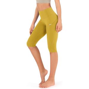 imageODODOS Womens High Waisted Yoga Capris with Pockets Tummy Control Non See Through Workout Athletic Running Capri LeggingsMango Mint