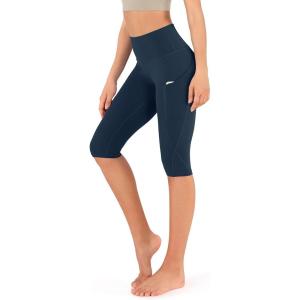 imageODODOS Womens High Waisted Yoga Capris with Pockets Tummy Control Non See Through Workout Athletic Running Capri LeggingsNavy