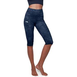imageODODOS Womens High Waisted Yoga Capris with Pockets Tummy Control Non See Through Workout Athletic Running Capri LeggingsNavy Stone