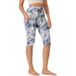 imageODODOS Womens High Waisted Yoga Capris with Pockets Tummy Control Non See Through Workout Athletic Running Capri LeggingsPurple Gray Line