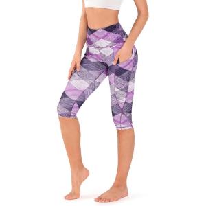imageODODOS Womens High Waisted Yoga Capris with Pockets Tummy Control Non See Through Workout Athletic Running Capri LeggingsSketched Chevron