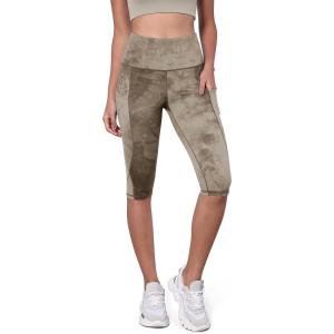 imageODODOS Womens High Waisted Yoga Capris with Pockets Tummy Control Non See Through Workout Athletic Running Capri LeggingsTie Dye Dark Beige