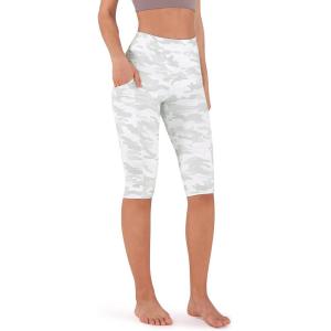 imageODODOS Womens High Waisted Yoga Capris with Pockets Tummy Control Non See Through Workout Athletic Running Capri LeggingsWhite Camo