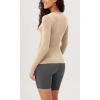 imageODODOS Cloud Feeling Long Sleeve Shirts with Thumb Hole for Women Crew Neck Yoga Tee Workout TopsBeige
