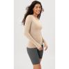 imageODODOS Cloud Feeling Long Sleeve Shirts with Thumb Hole for Women Crew Neck Yoga Tee Workout TopsBeige