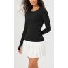 imageODODOS Cloud Feeling Long Sleeve Shirts with Thumb Hole for Women Crew Neck Yoga Tee Workout TopsBlack