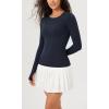 imageODODOS Cloud Feeling Long Sleeve Shirts with Thumb Hole for Women Crew Neck Yoga Tee Workout TopsDeep Navy