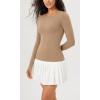 imageODODOS Cloud Feeling Long Sleeve Shirts with Thumb Hole for Women Crew Neck Yoga Tee Workout TopsLight Brown