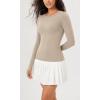 imageODODOS Cloud Feeling Long Sleeve Shirts with Thumb Hole for Women Crew Neck Yoga Tee Workout TopsShaker Beige