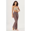 imageODODOS Cloud Feeling Ruched Flared Yoga Pants for Women High Waist Casual Bootcut Pants  30quot  32quot InseamPurple Taupe