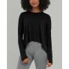 imageODODOS Long Sleeve Tee for Women with Thumb Hole Athletic Gym Workout Crop Tops Yoga ShirtsBlack