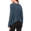 imageODODOS Long Sleeve Tee for Women with Thumb Hole Athletic Gym Workout Crop Tops Yoga ShirtsDark Bluewashed