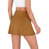 imageODODOS Womens Athletic Tennis Skorts with Pockets Builtin Shorts Golf Active Skirts for Sports Running Gym TrainingBrown