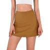 imageODODOS Womens Athletic Tennis Skorts with Pockets Builtin Shorts Golf Active Skirts for Sports Running Gym TrainingBrown