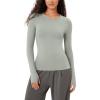 imageODODOS Cloud Feeling Long Sleeve Shirts with Thumb Hole for Women Crew Neck Yoga Tee Workout TopsLime Stone